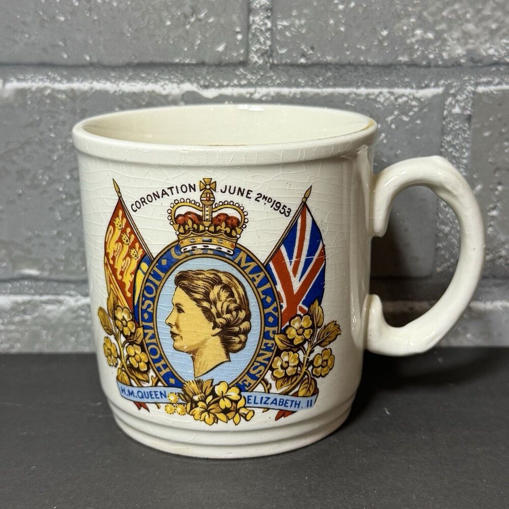 Vintage Queen Elizabeth II Coronation Mug June 2 1953 Made in England